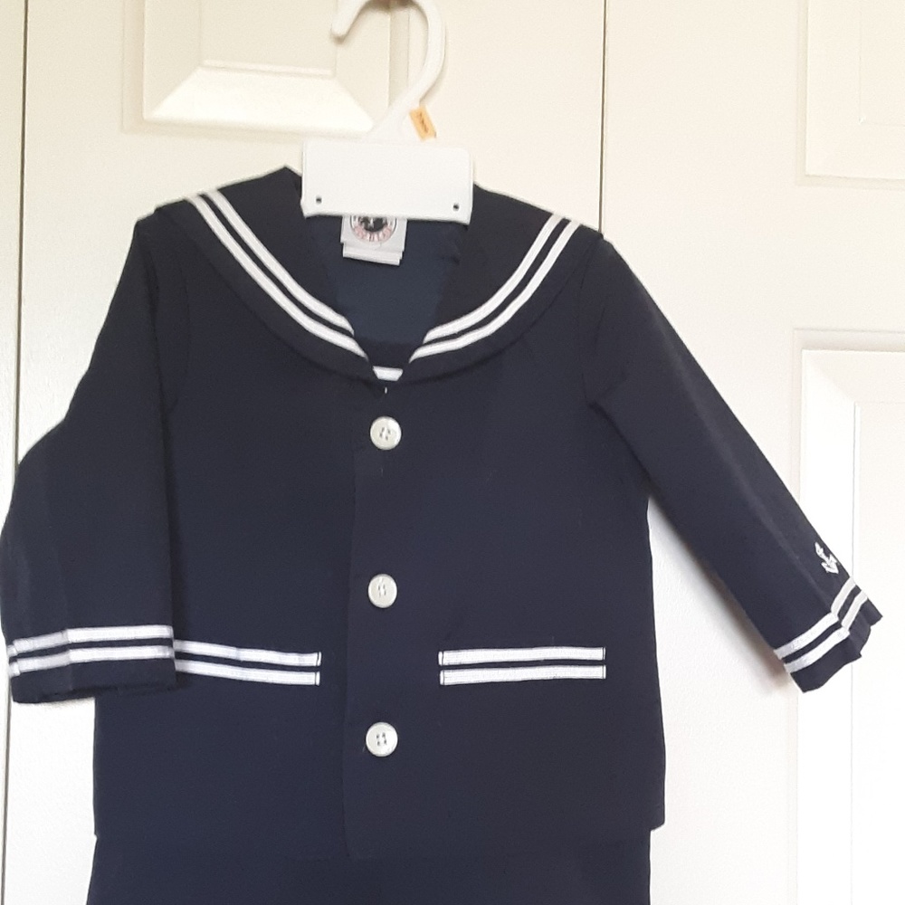 Infant nautical suit, navy blue, size 12mo